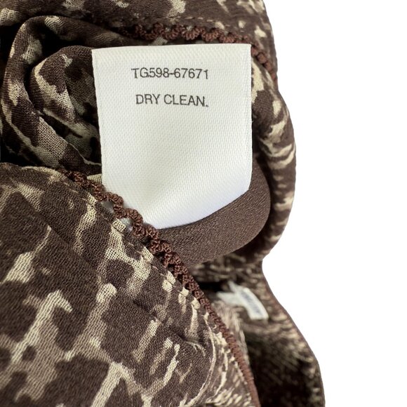 PENDLETON Brown & Cream Printed 100% Silk Pleated Skirt Women’s Size 14 - Picture 7 of 11